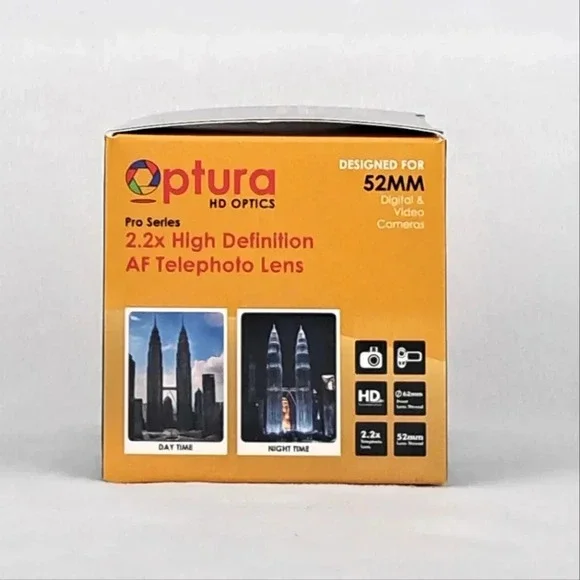 Optura HD 52mm 2.2x Telephoto Lens NEW in Box - Picture 3 of 6